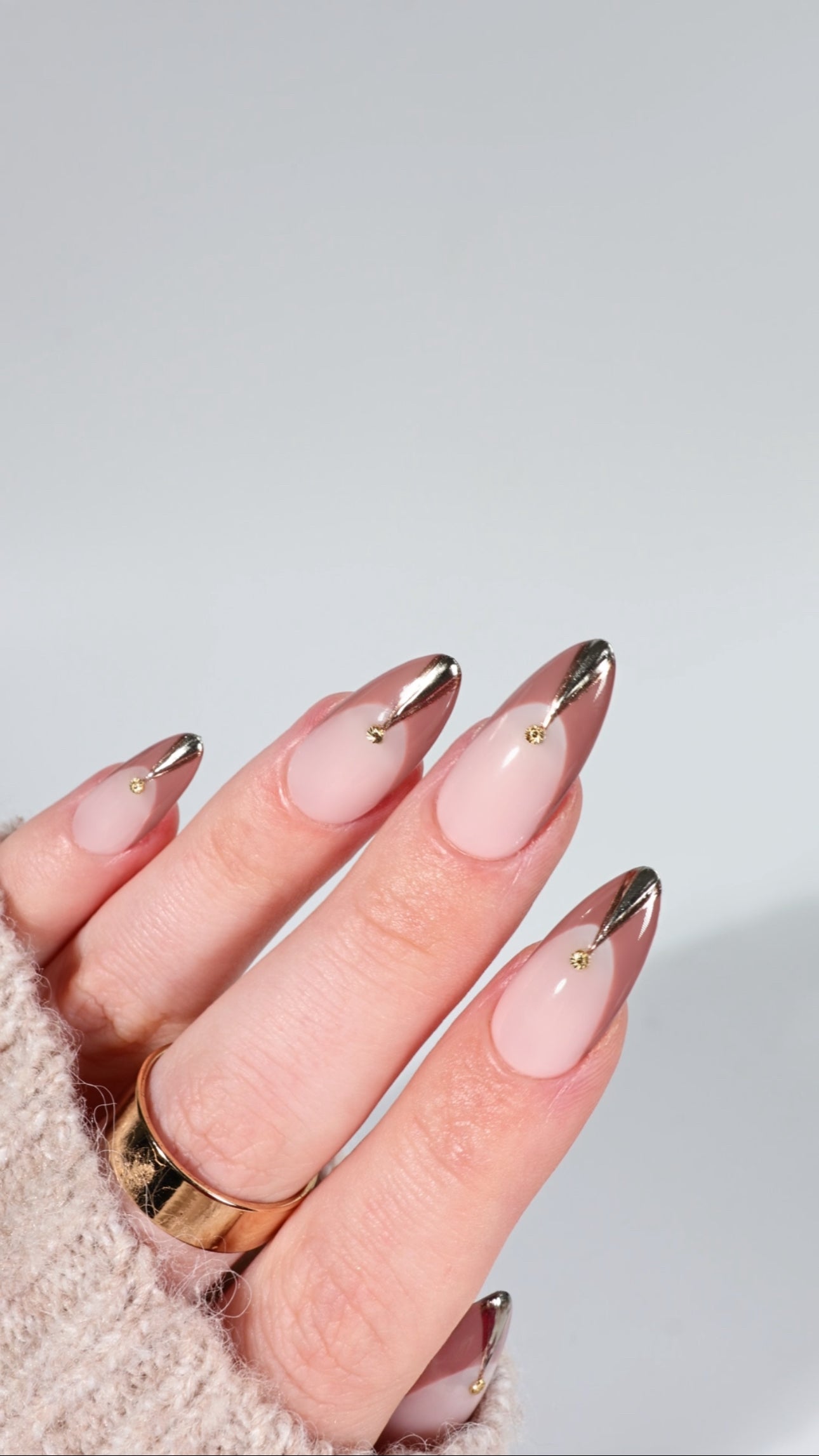 Mocha Mousse French Chrome | Custom Press On Nails