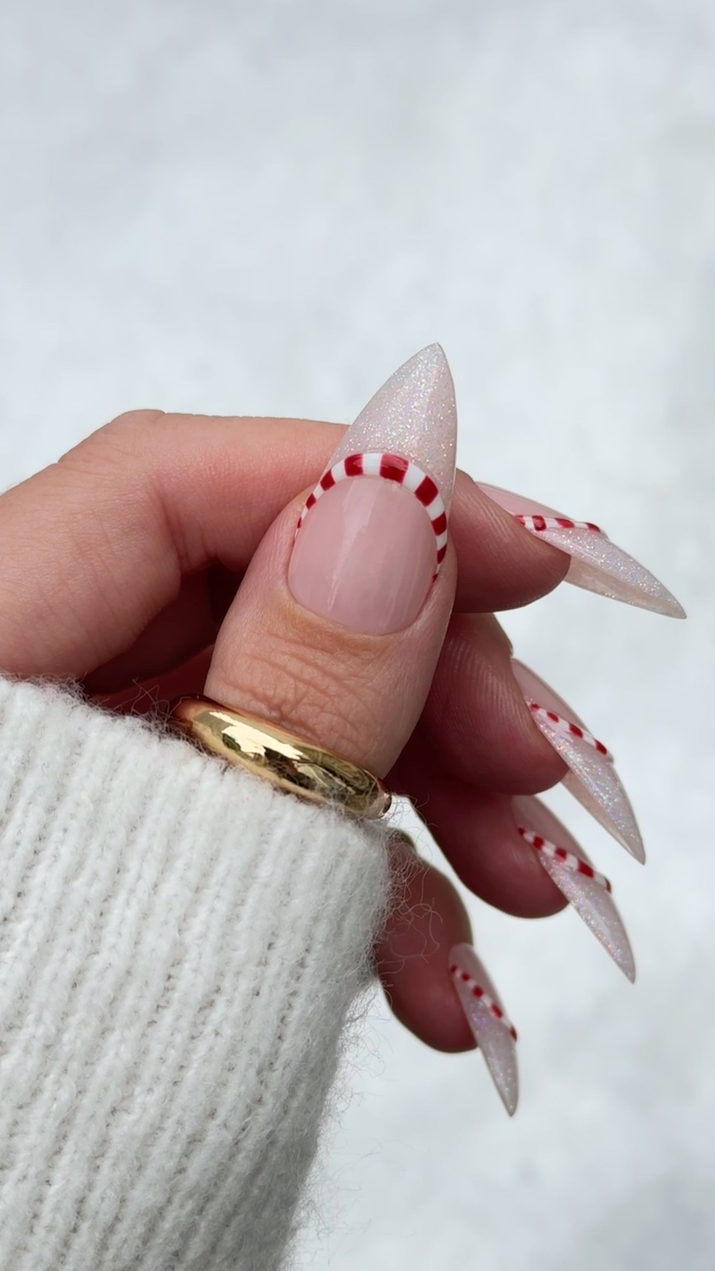 Sparkle | Custom Striped Flash Glitter | Christmas Press On Nails