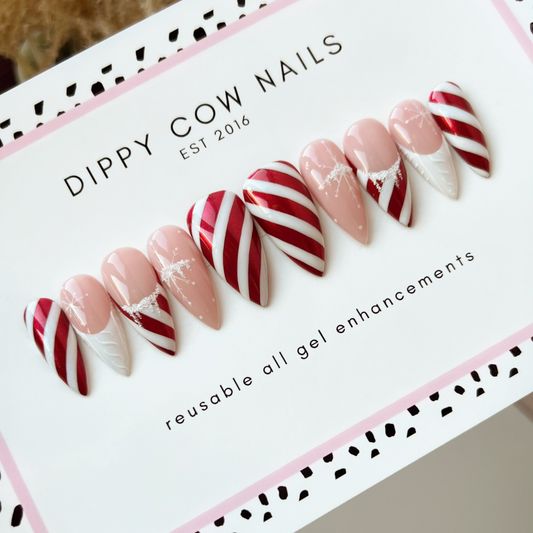 Candy Cane | Custom Christmas Press On Nails